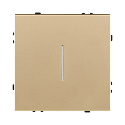 Выключатель кнопочный 1-клавишный 10А/250В с LED подсветкой, золотой Kollinger Eclipse EC-012GD