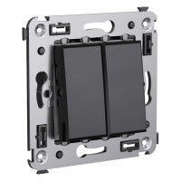 4402104 - ДКС Выключатель двухклавишный в стену, "Avanti", "Черный квадрат"