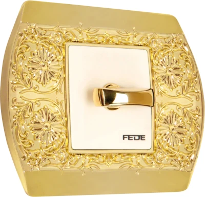Fede Выключатель 1-клавишный, тумблерный, цвет бежевый - Bright Gold, серия San Remo