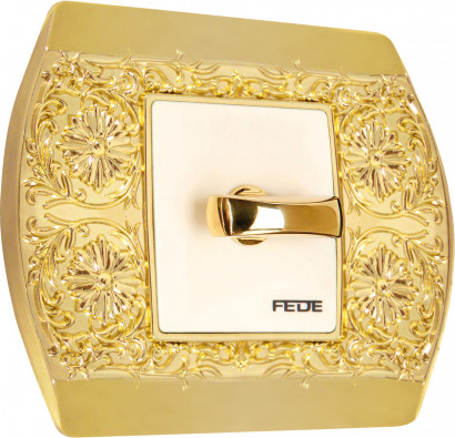 Fede Выключатель 1-клавишный, тумблерный, цвет бежевый - Bright Gold, серия San Remo