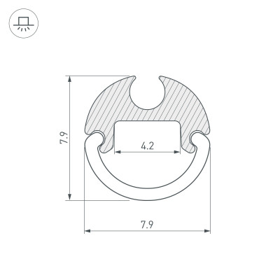 Профиль ARH-ROUND-D8-2000 ANOD (Arlight, Алюминий), 036325