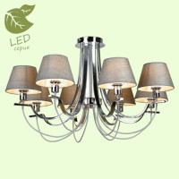 LUSSOLE COCHISE Люстра потолочная, цвет основания - хром, плафон - ткань (цвет - серый), 8x6W E14, GRLSP-8090