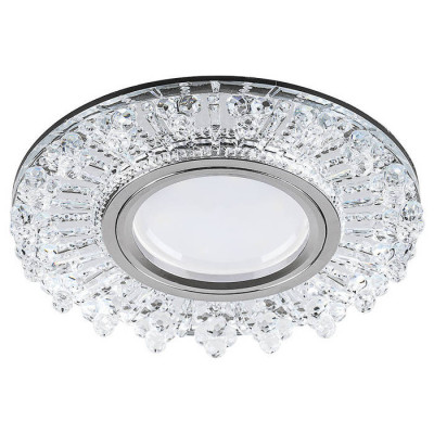 Светильник потолочный встраиваемый со светодиодной подсветкой 15LED*2835 SMD 4000K, MR16 50W G5.3, прозрачный, хром, CD944 с драйвером в комплекте, Feron 32992