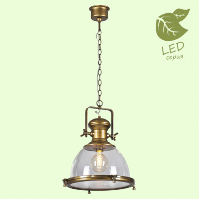 LUSSOLE MONSEY Подвесной светильник, цвет основания - бронзовый, плафон - стекло (цвет - прозрачный), 1x10W E27, GRLSP-9611