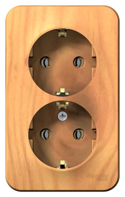 BLANCA О/У РОЗЕТКА двойная с заземл. без штор. ИЗОЛ.ПЛ.,16А, 250В, ЯСЕНЬ