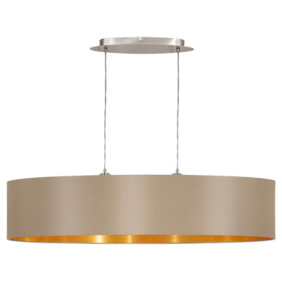 31618 Подвес MASERLO, 2х60W (E27), 1000х250, никель мат./текстиль, серо-коричневый, золотой