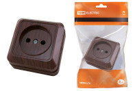 Розетка 2П открытой установки IP20 10А, бук"Ладога" TDM Electric, SQ1801-0033