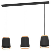 390186 Подвес CAMALOZA, 3x40W(E27), сталь, дерево, черный, коричневый