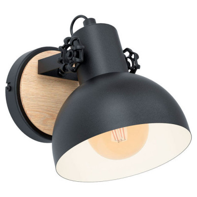 43164 Бра LUBENHAM 1, 1х28W (E27), L175, H205, А210, сталь, дерево, черный, коричневый, 43164