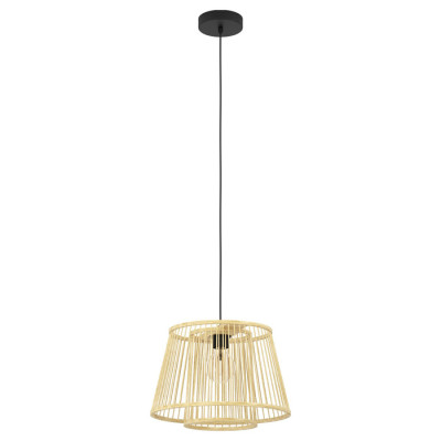 43852 Подвесной потолочный светильник (люстра) HYKEHAM, 1Х40W, E27, H1100, ?380, сталь, черный/дерев