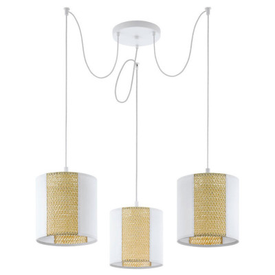 43403 Подвес ARNHEM, 3х40W(E27), ?960, H1300, сталь, белый/бумага, водоросли, белый, коричневый