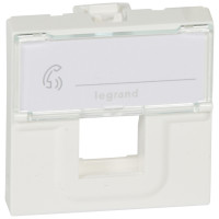 Legrand Лицевая панель для информационных розеток Legrand Mosaic 2 модуля для 1 коннектора формата Keystone с полем для надписи - белый, 078604
