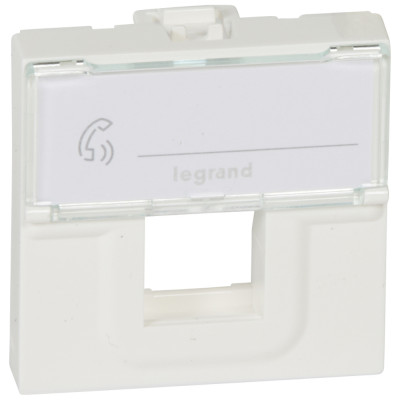 Legrand Лицевая панель для информационных розеток Legrand Mosaic 2 модуля для 1 коннектора формата Keystone с полем для надписи - белый, 078604
