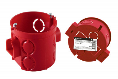 Установочная коробка СП D68х62мм, углубленная, саморезы, стык. уз, красная, IP20,  инд. штрихкод TDM Electric, SQ1402-1906