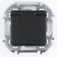 Legrand Розетка с заземлением IP44 - Legrand Inspiria - со шторками с защитной крышкой 16А 250В винтовые зажимы - антрацит, 673743