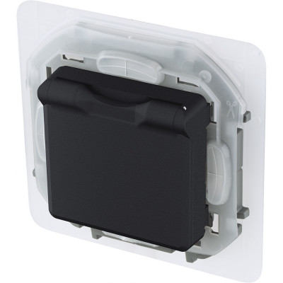 Legrand Розетка с заземлением IP44 - Legrand Inspiria - со шторками с защитной крышкой 16А 250В винтовые зажимы - антрацит, 673743