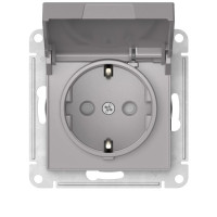 ATN000346S - ATLASDESIGN РОЗЕТКА с заземлением со шторками с крышкой,16А,IP20, мех.,быстрозажим. клем., АЛЮМИНИЙ, Systeme Electric