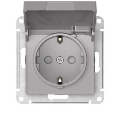 ATN000346S - ATLASDESIGN РОЗЕТКА с заземлением со шторками с крышкой,16А,IP20, мех.,быстрозажим. клем., АЛЮМИНИЙ, Systeme Electric