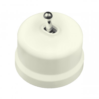 Bironi Кнопка (однотумблерная), пластик, цвет Слоновая кость, Серебро, B1-230-211-S-PB