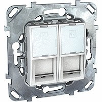 РОЗЕТКА компьютерная, RJ45, двойная, с полем для надписи, кат. 6, БЕЛЫЙ