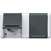 Двойная горизонтальная SCHUKO-розетка 16A 250V~ для накладного монтажа IP44, 8220-1W