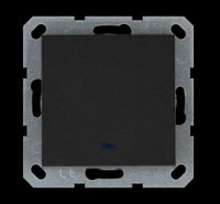 Выключатель одноклавишный со светодиодом 10A 250V~ с накладкой, цвет Антрацит, G3011NB, Jasmart Electric