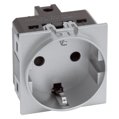 Розетка 220V с/з со шторками, винтовой зажим 16A (серый матовый) Meiton, AS4141