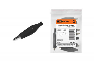 Зажим "крокодил" ЗКИ 3А 40мм в изоляции черный (10шт) TDM Electric, SQ0541-0002