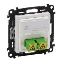 Legrand Valena LIFE.Оптическая розетка для подключения оптоволоконных кабелей SC/APC.С лицевой панелью.Белая, 753130