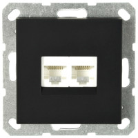 Интернет-розетка RJ45 двойная с накладкой, цвет черный матовый (soft touch), G6106PB, Jasmart Electric Интернет-розетка RJ45 двойная с накладкой, цвет черный матовый (soft touch), G6106PB, Jasmart Electric