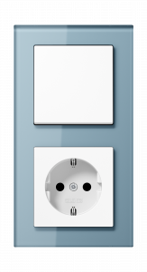 Jung Блок: Выключатель 1-клавишный с розеткой 2к+з,  серия A Creation