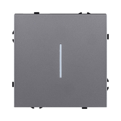 Выключатель кнопочный 1-клавишный 10А/250В с LED подсветкой, серый Kollinger Eclipse EC-012GY