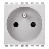 Vimar Розетка 2P+T 10/16A французский стандарт ,серебро матовое, 20212.N