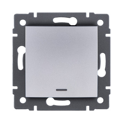 Выключатель 1-клавишный 10А/250В с LED подсветкой, изогнутый, серый Kollinger REA-R-002GY для Aspekt, Eleganz, Reflex