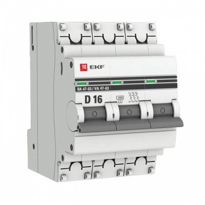 EKF PROxima ВА 47-63 Автоматический выключатель (D) 3P 16А 4,5kA