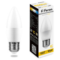 Лампа светодиодная, (9W) 230V E27 2700K C37, LB-570, Feron 25936