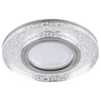 Светильник потолочный встраиваемый со светодиодной подсветкой 15LED*2835 SMD 4000K, MR16 50W G5.3, прозрачный, хром, CD961 с драйвером в комплекте, Feron 32994