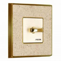 Fede Выключатель 1-клавишный, тумблерный, цвет бежевый - Auroramarble + Bright Gold, серия Belle Epoque Corinto