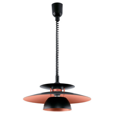 31666 Подвес BRENDA регул., 1х60W (E27), ?430, H1100, пластик, сталь, черный/сталь, черный, медный