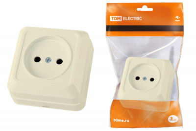 Розетка 2П открытой установки IP20 10А, сл. кость "Ладога" TDM Electric, SQ1801-0014