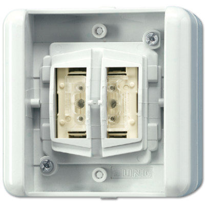 KNX/EIB 2х клавишный выключатель\кнопка, 1 позиционная, для накладного монтажа с BCU, 8472.01LEDW