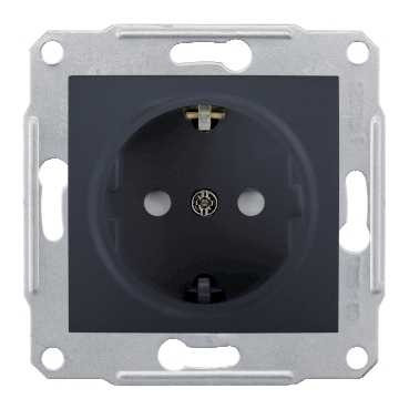 SDN3000170 - SEDNA РОЗЕТКА с зазем. конт., с защит. шторками, 16А, 250В, ГРАФИТ, Schneider Electric