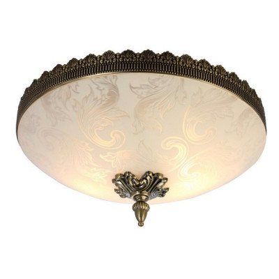Arte Lamp CROWN, Светильник потолочный, цвет арматуры - АНТИЧНАЯ БРОНЗА, цвет плафона/декора - БЕЛЫЙ, 3х60W E27, A4541PL-3AB
