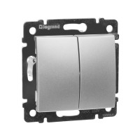 Legrand Переключатель двухклавишный - Legrand Valena - 10А 250В схема 6/2 безвинтовые зажимы - алюминий, 770108
