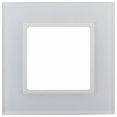 Эра Elegance Рамка для розеток и выключателей 14-5101-01 на 1 пост, стекло, белый+белый