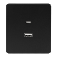 Розетка ROUND USB-A+Type-C 3А с функцией быстрой зарядки оникс KRANZ, KR-78-0734-3