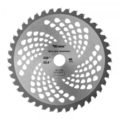 Диск для триммера 230x25,4мм, толщина 1,3мм, 40 зубьев KRANZ, KR-16-1224