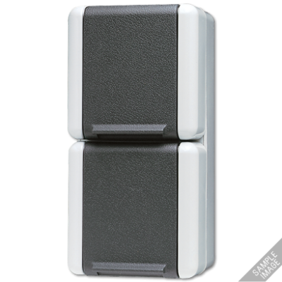 Двойная горизонтальная SCHUKO-розетка 16A 250V~ для накладного монтажа IP44, 8220W