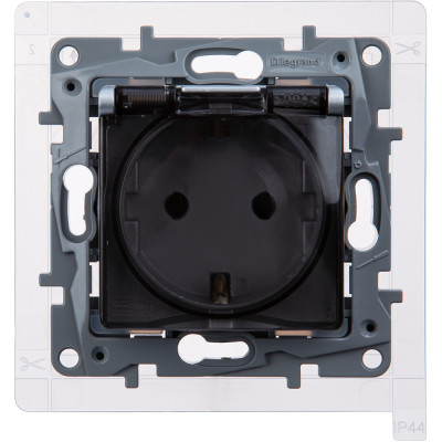 Legrand Розетка с заземлением IP44 - Legrand Etika - со шторками с защитной крышкой 16А 250В винтовые зажимы - алюминий, 672426