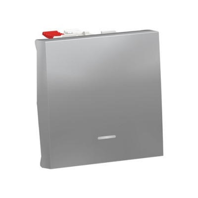 NU320330S - Unica modular переключатель 1-клав., с нейтралью, 2 модуля, алюминий